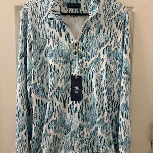 William Murray Golf Blue and White Sweater